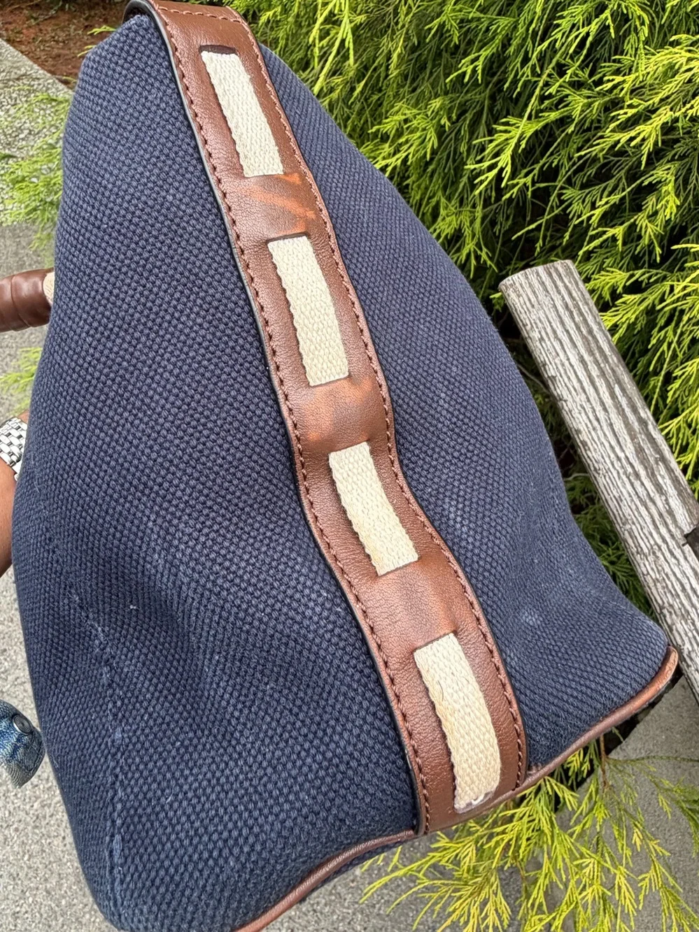 Michael Kors Marina Canvas Rope Handle Tote Navy